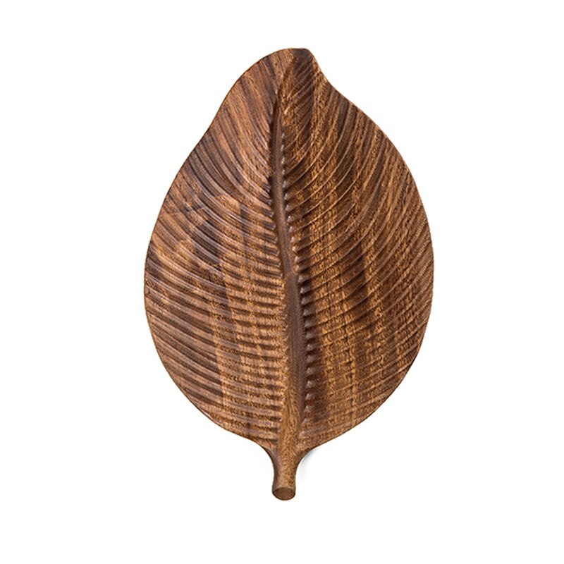 Walnut, oak whole wood plate original handmade leaf plate home snack plate fruit plate Japanese wooden tray tea tray