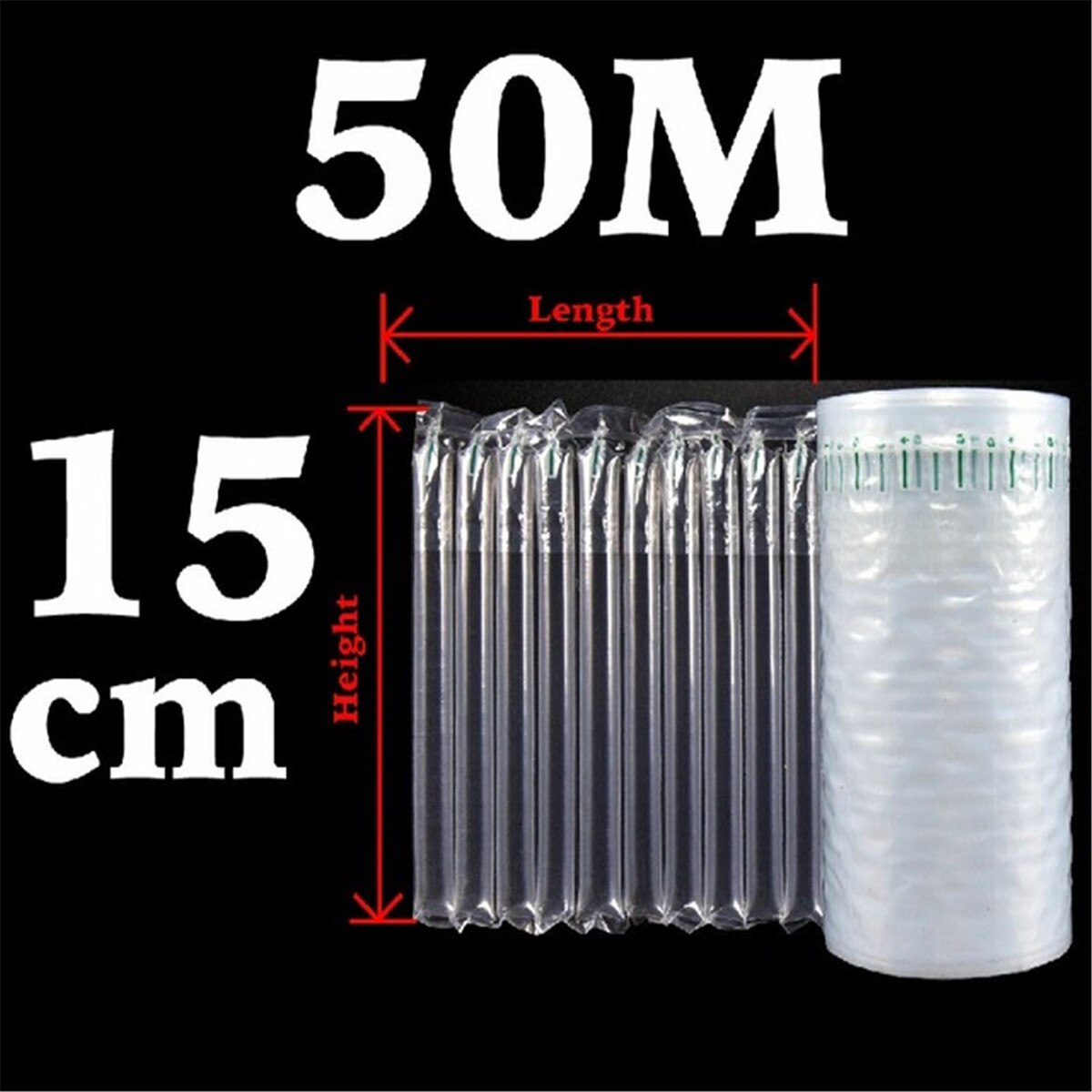 Tampon d'air gonflable 50M, emballage plastique, remplissage de bosse, colonne d'air, sac à bulles de protection Anti-choc de pression, sacs de courrier Express: 15cm x 50m