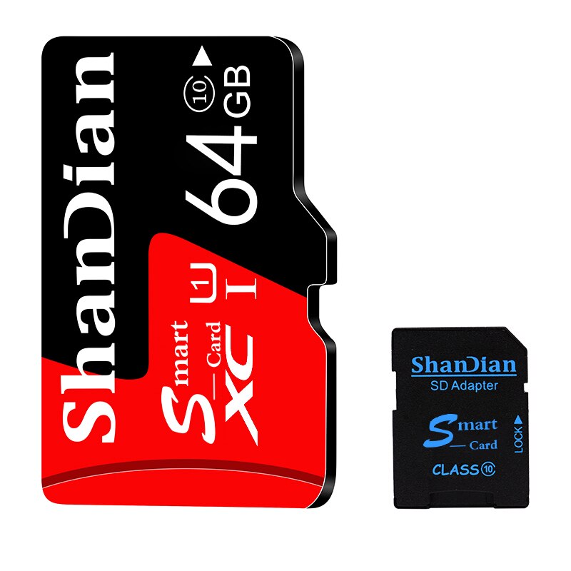 SHANDIAN Red TF/Micro SD Car CD Player Memory Capacity Expansion 8GB 16GB 32GB 64GB 128GB Free Comes with SD Card Adapter: 64GB