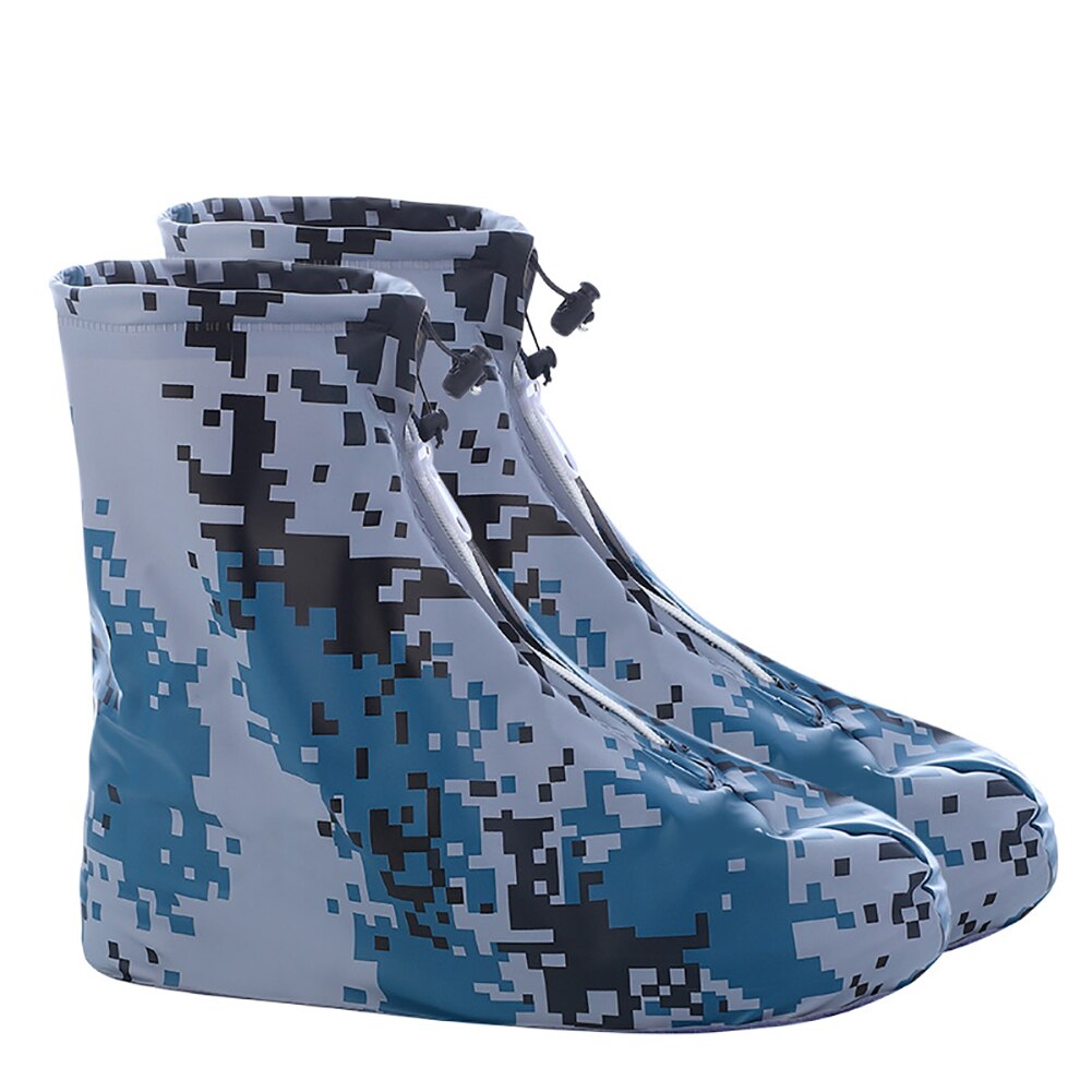 2 Pairs Unisex Anti-slip Waterproof Shoes Cover Unisex Shoes Protectors Zipper Rain Boots Overshoes for Indoor Outdoor Rainy Day