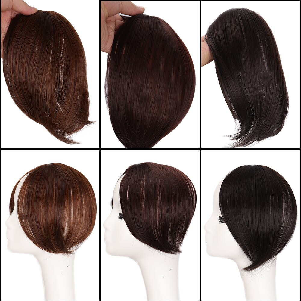 XUANGUANG Bansg hair middle part bangs Synthetic high temperature fiber bangs hair Black Borwn
