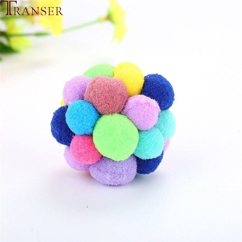 Cat Toy Colorful Handmade Bouncy Ball Built-In Catnip Kitty Interactive Toys with Bells 80913
