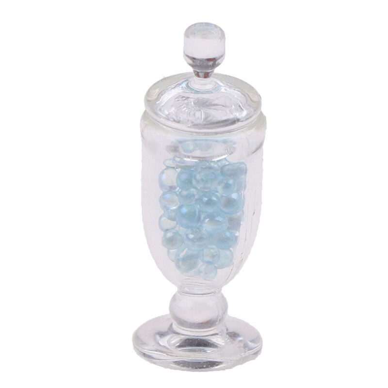1pc 1:12 Casa di Bambola in Miniatura mini Resina Vaso Della Caramella di Simulazione Della Caramella Bottiglia di Modello Giocattolo: leggero blu