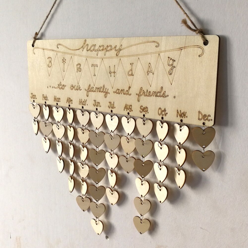 52Pcs Calendar Board Wooden Birthday Wall Hanging Calendar Plaque Reminder Calendar Board for Men