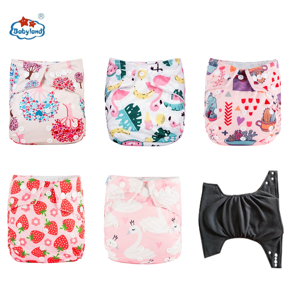 Fralda Ecologica Babyland Eco-Friendly Bamboo Charcoal Diapers 5pcs/set Washable Baby Nappy Pocket Diapers Covers For 3-15KG