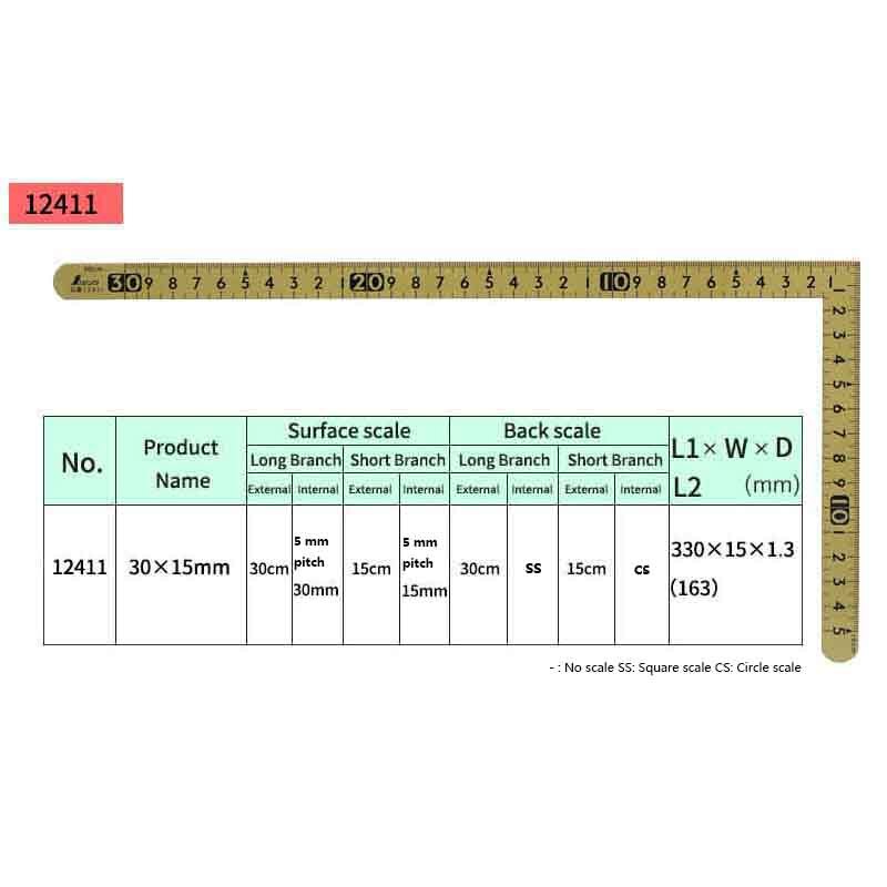 Penguin SHINWA Carpenter&#39;s Squares Curve Ruler 30*15cm Reverse Angle Scale 12400 12416 12411 12476: 12411