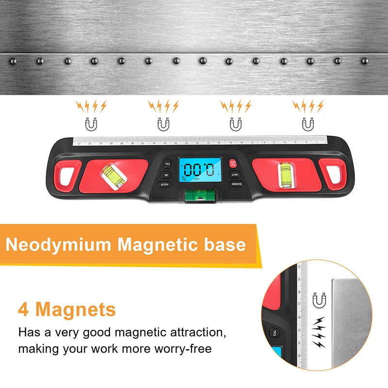 Digitale Winkelmesser Winkel Finder Magnetische Basis Goniometer Messung Werkzeug Neigungsmesser Bau Ebene Herrscher 3 Verschiedene blasiert
