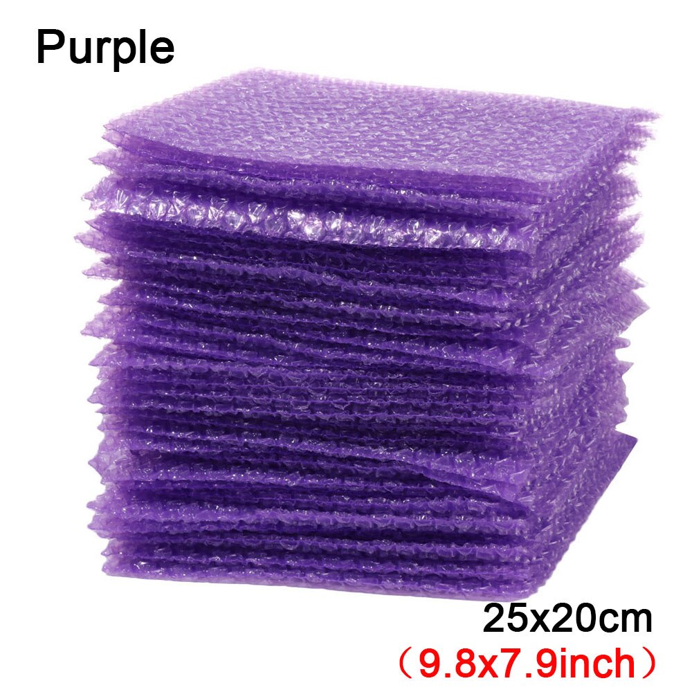 50Pcs Plastic Protective Wrap PE Clear Transprent Bubble Bag Foam Packing Bags Shockproof Package Cushioning Covers Double Film: 25x20cm	Purple