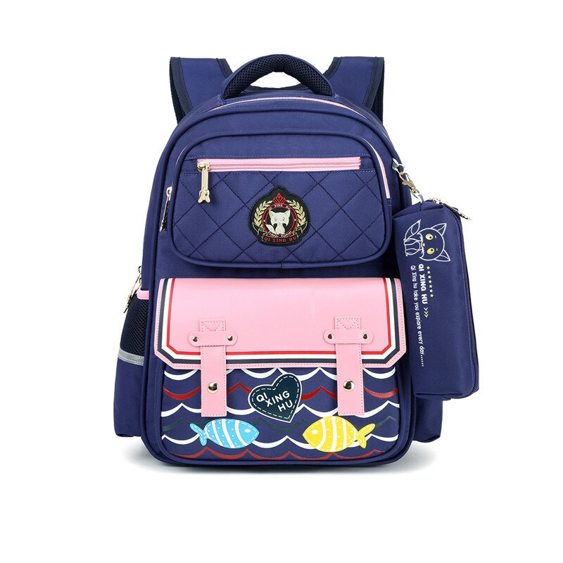 OKKID freundlicher schule Rucksack freundlicher schule taschen für mädchen nette wasserdicht rosa Rucksack für freundlicher reflektierende streifen schul: bluepink