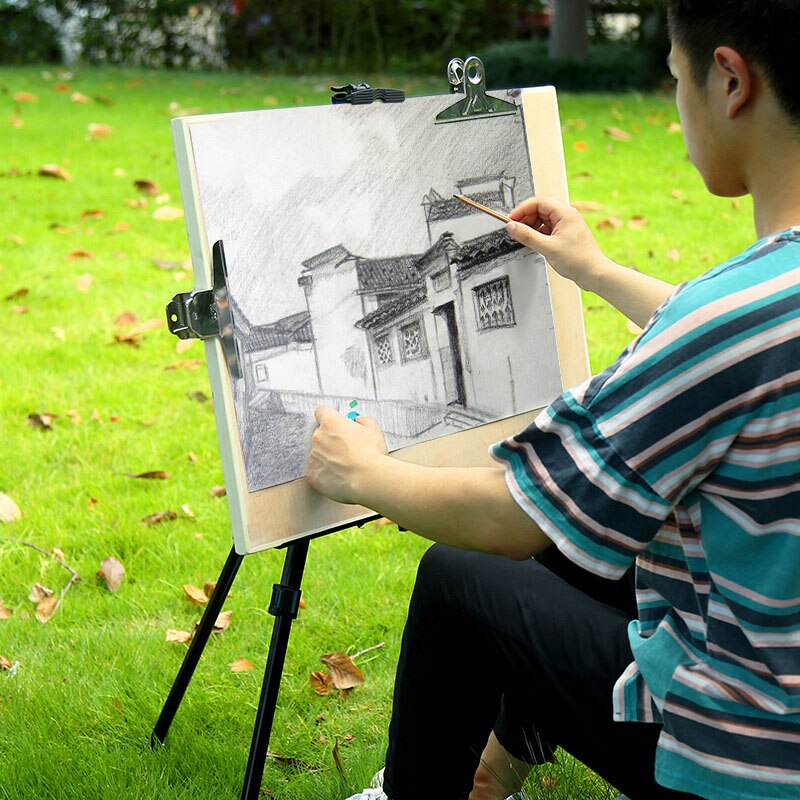 Portable Metal Easel Adjustable Sketch Travel Easel Thicken Triangle Aluminum Alloy Easel Sketch Drawing for Artist Art Supplies