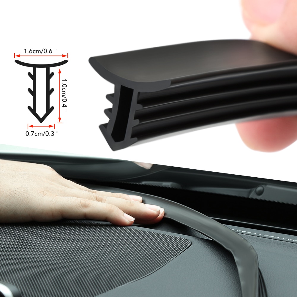 Tira de sellado acústico de goma para coche, 1,6 M, tipo U, tablero de instrumentos, aislamiento de bordes de parabrisas automático, tiras de sellado de huecos, accesorios de Interior de coche