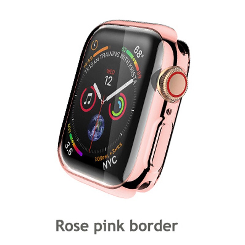 Voor apple watch series 5/4/3/2/1 hoesje voor apple watch screenprotector algemene beschermhoes voor i watch 38mm 40mm 42mm 44mm: Roségoud / 38mm