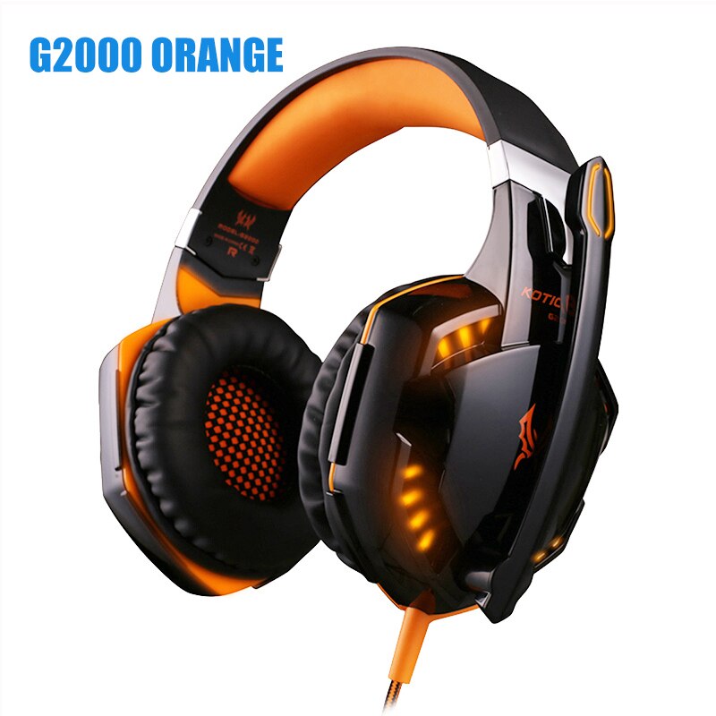 Headset over-ear trådbundna spelhörlurar gaming hörlurar djup bas stereo casque med mikrofon för  ps4 xbox pc laptop gamer: G2000 orange