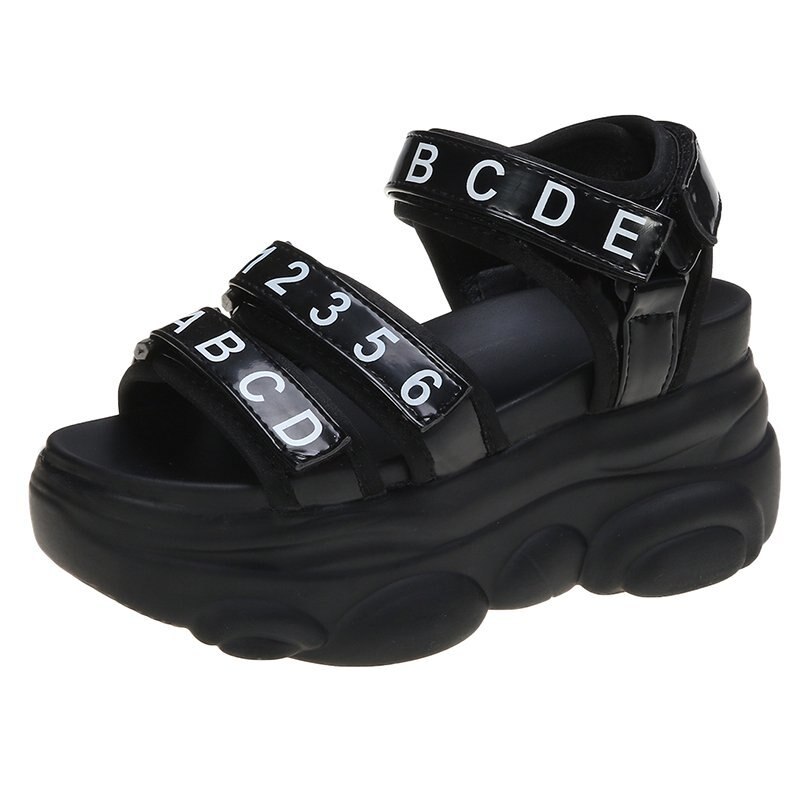 Dame platform sandaler strand sports sandaler sommer oversigt: Sort / 37