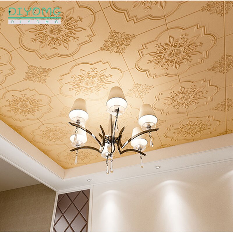 Roof Ceiling Wallpaper 3D PVC Self-adhesive Wall Sticker Waterproof Wallpaper for Living Room Bedroom Decor Sticker Contact Pape