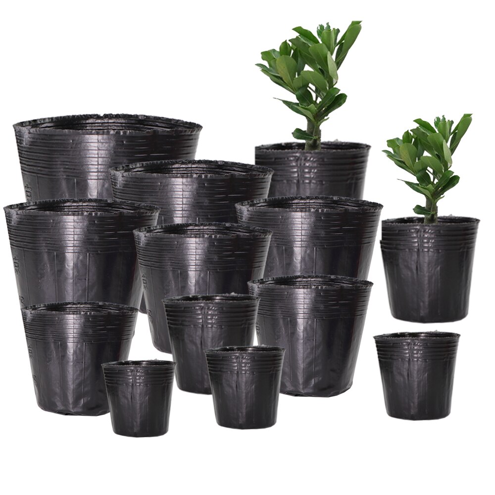 5-100pcs 16 Sizes Disposable Plastic Planting Flower Pot Nutrition Bowl Seedling Cup Black Seedling Box Home Garden Grow Bags