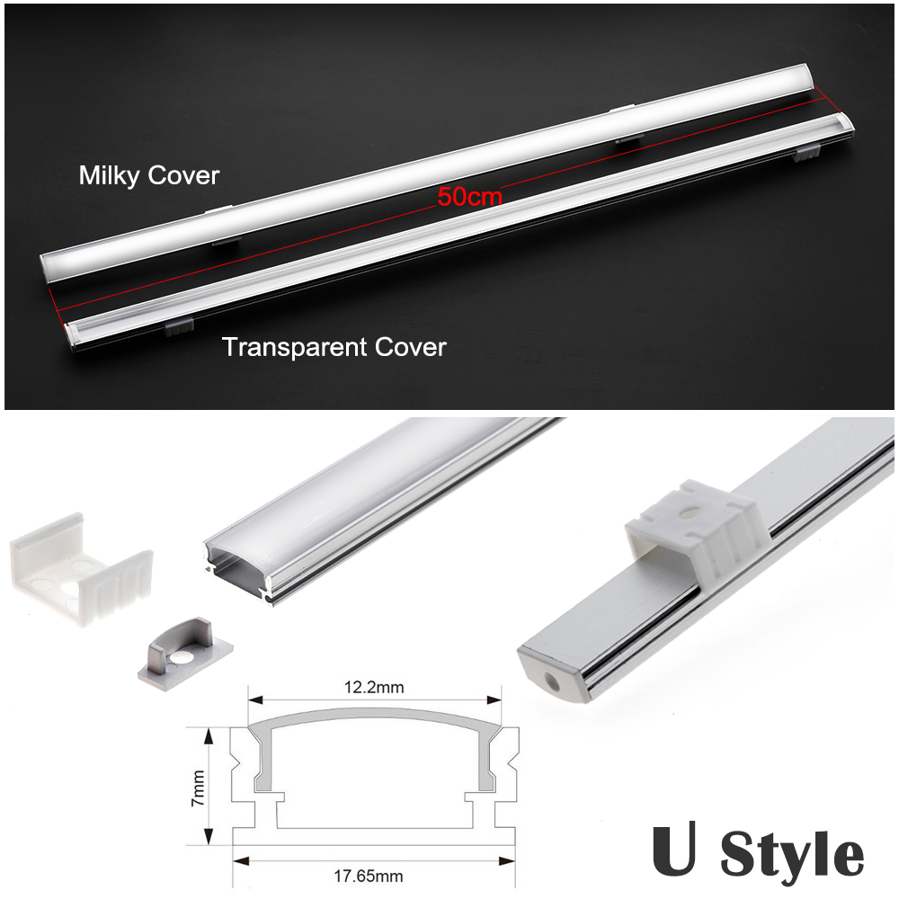 5pcs/lot LED Bar Light Aluminum Shell 50cm U V YW Style Shaped Channel Holder with Milky or Transparent Cover.
