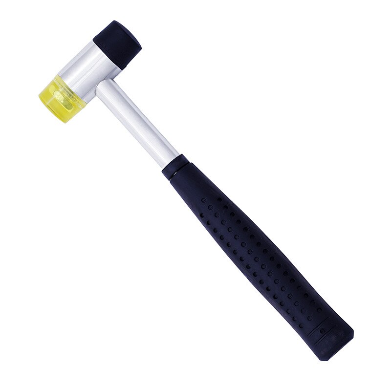 25mm Double Face Soft Touch Hammer Black Plastic Coated Grip Double Head Rubber Hammer Handheld Tool Leather DIY Tool
