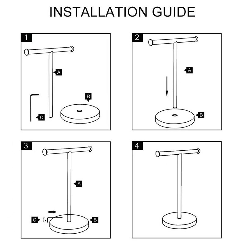Movable Free-Standing Hand Towel Holder Standing Tree Rack 304 stainless steel Black Bath Towel Stand Bathroom Towel Hanger A