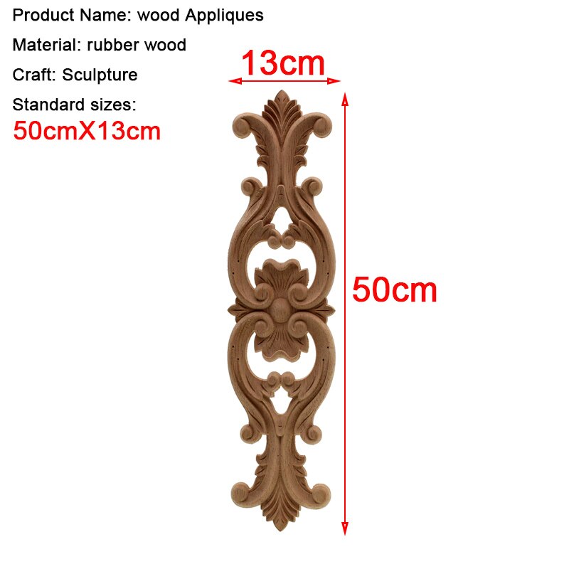 VZLX Ongeverfd Hout Eiken Golf Bloem Onlay Decal Hoek Applique voor Meubelen Decor Decoratieve Hout Gesneden Lange Applique: 50cmX13cm
