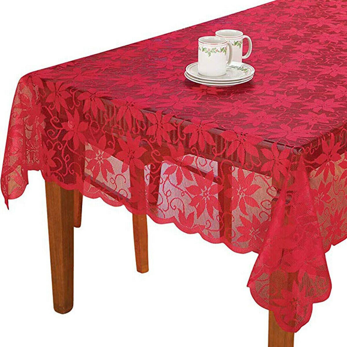 Mantel de encaje rojo y blanco de 5 estilos mantel redondo rectangular para boda, mesa de navideña, cubierta de mantel de mesa para banquetes, en casa, decoración: B