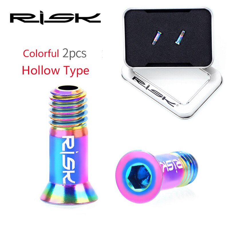 Riski 2 kpl  m5*14.2mm titaani-ti metalliseospultit polkupyörän takavaihtajalle jockey pyörä mtb pyörän ohjausrulla ruuvit  m5 x 14.2mm: Sateenkaari ontto tyyppi