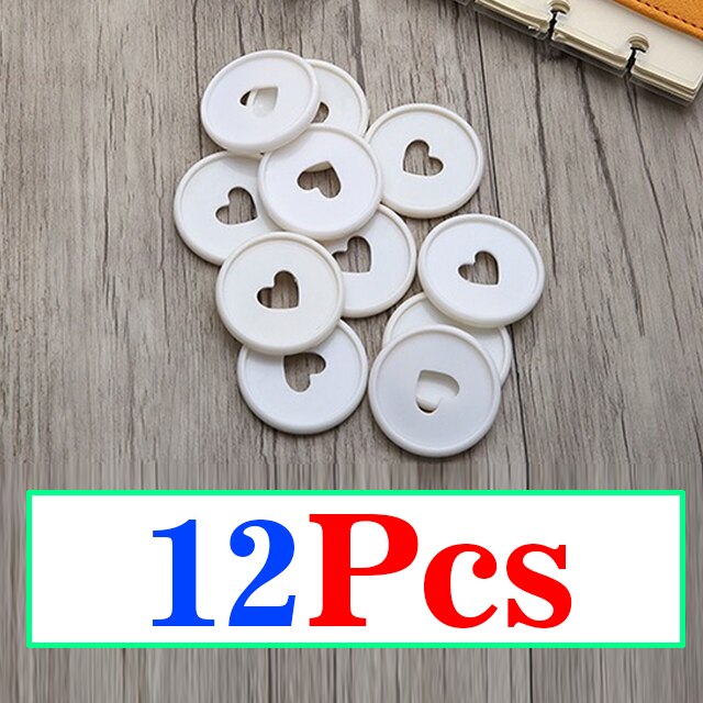 Anneau de liaison en plastique 35MM, trou en forme de champignon, disque à 360 degrés pour bricolage, fournitures scolaires et de bureau: 12Pcs-white