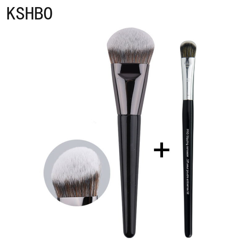 KSHBO 2 unids/set herramientas de maquillaje de belleza brocha para base 47 cabezal de escoba Base líquida reparación de sombra para mujeres brochas para Base facial