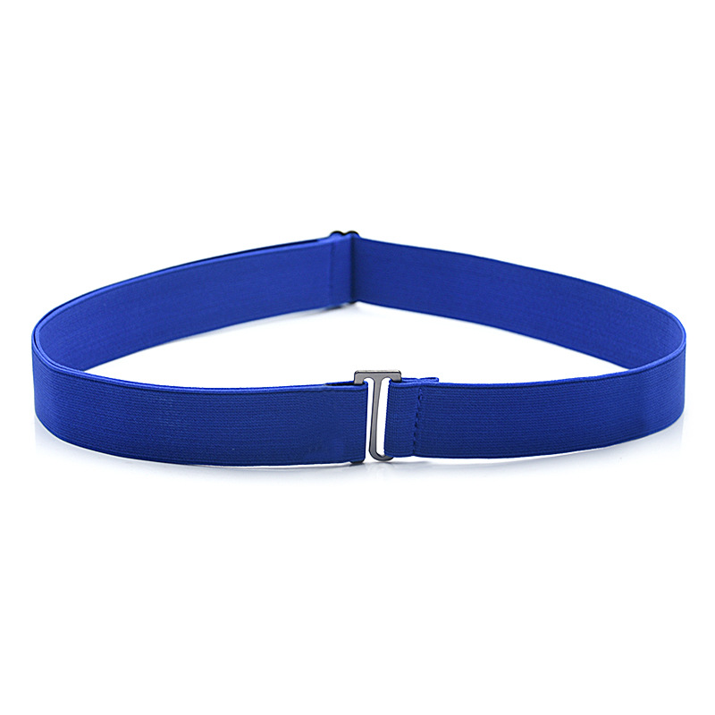 No Show-cinturón elástico Invisible para mujer, correa elástica con hebilla plana para pantalones vaqueros, banda elástica delgada,: Azul real