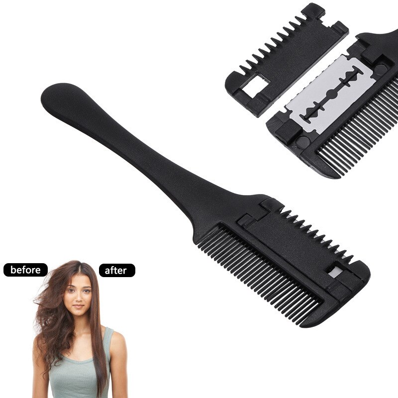 Peine para cortar el pelo, peine con cuchillo, cepillos para el pelo con cuchillas de afeitar, accesorios para peluquería