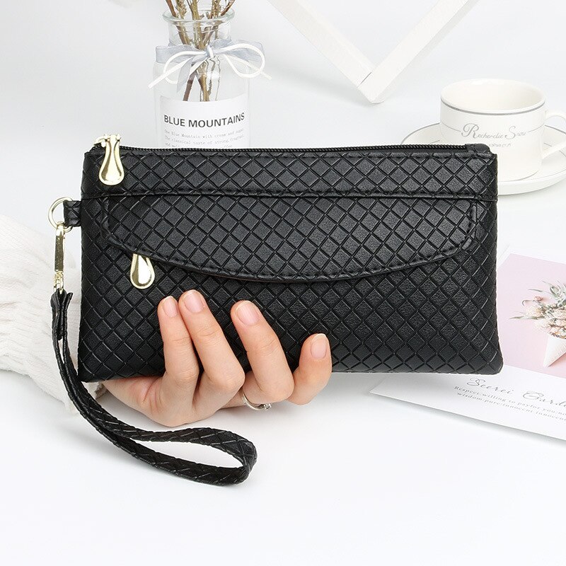 Women's Clutch Bag Faux Suede Long Wallet Women Matte Leather Lady Purse Female Wallets Card Holder Clutch Carteras: C-1