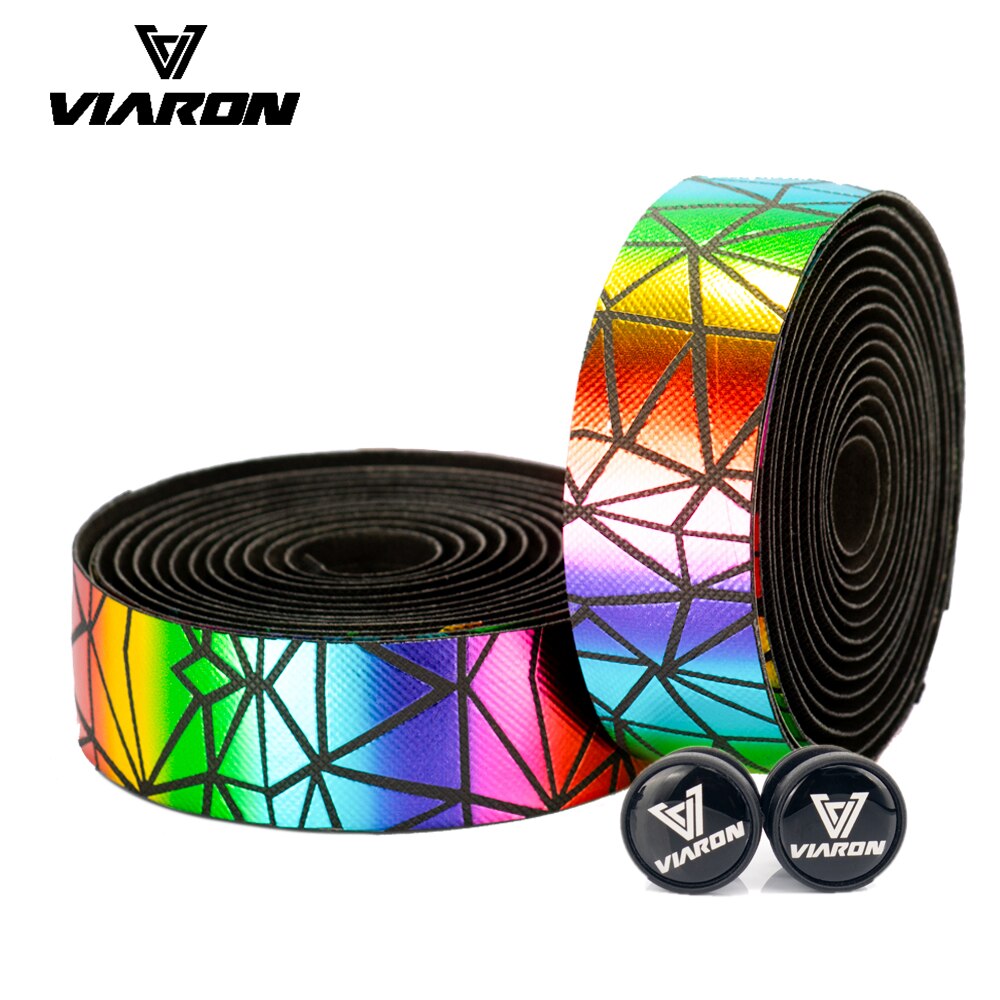 VIARON Road Bike Handlebar Tape Bike Accessories 1 Pair Cycling Reflective Tape Soft PU EVA Anti-Slip Bycicle Bicycle Bar Tape: Rainbow