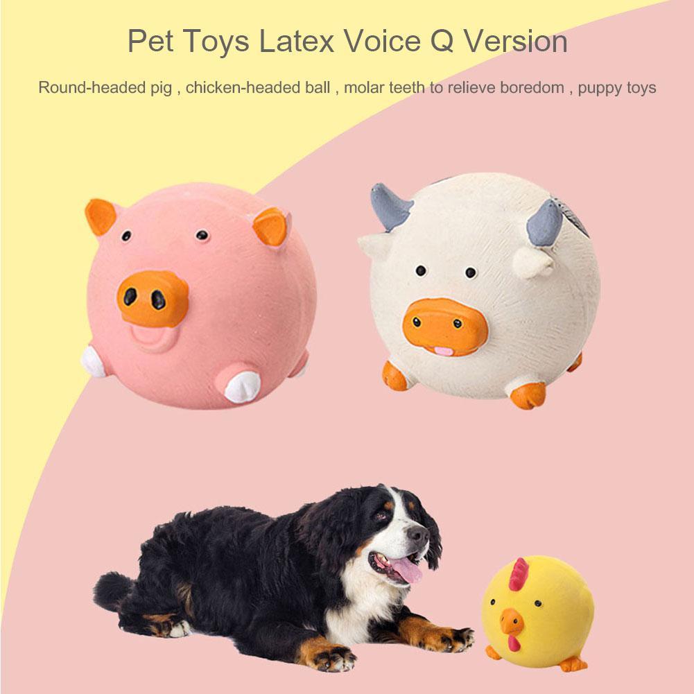 Boule vocale en Latex pour animaux de compagnie, broyage des dents, jouets, Rose, rouge, cochon, boules jaunes, poulet, vache ronde, chiens, produits d&#39;entraînement à la mastication