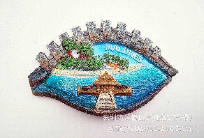 Køleskab magnet dekoration maldiverne havudsigt ø turisme souvenir harpiks køleskab magnet klistermærke køkken land rejse indretning: 2