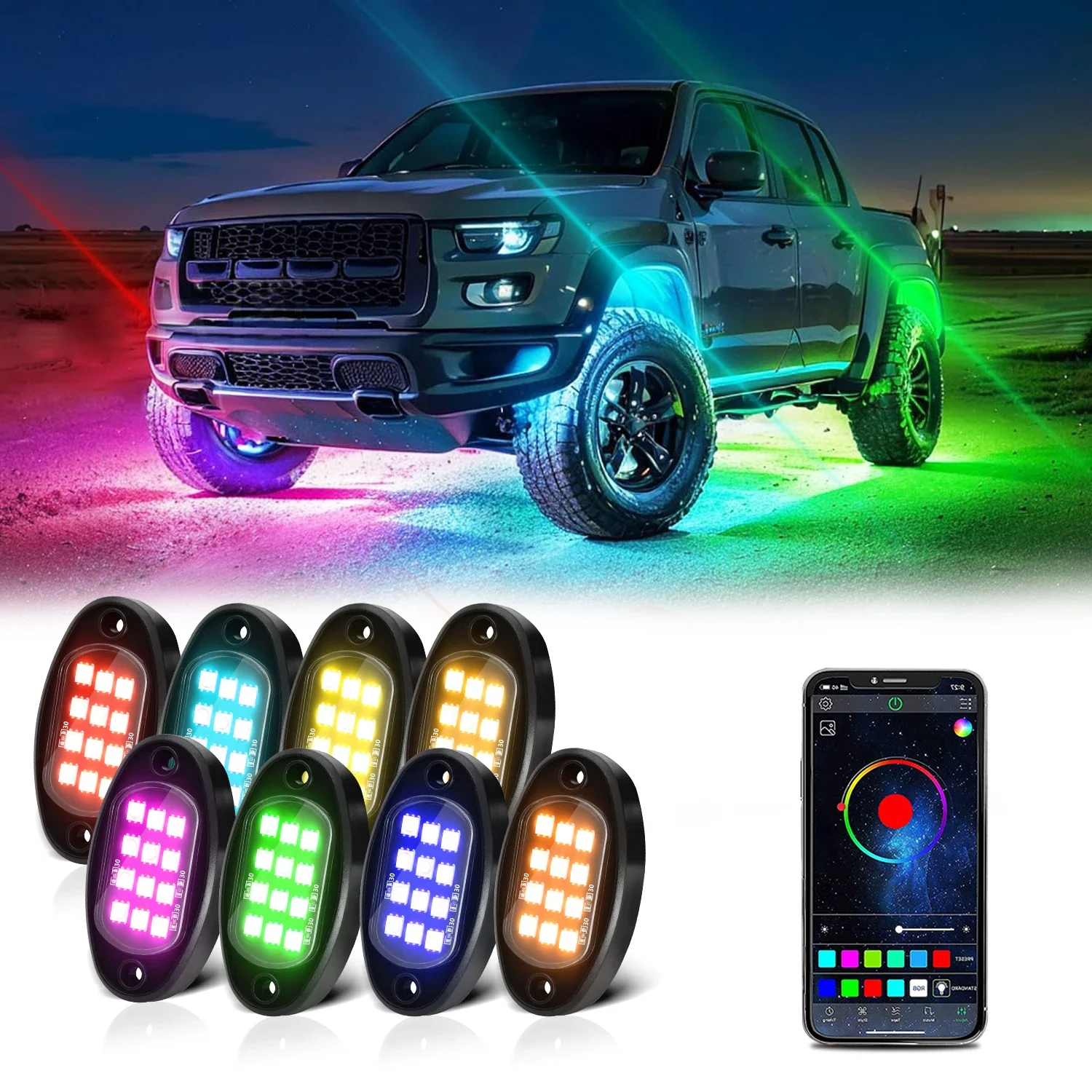 Car LED Chassis Strip PCB Flexible LED for APPAmbient Holding LED Decorative Chassis 4x4 Off-road Ambient Lighting 4/6/8 in 1: changeable