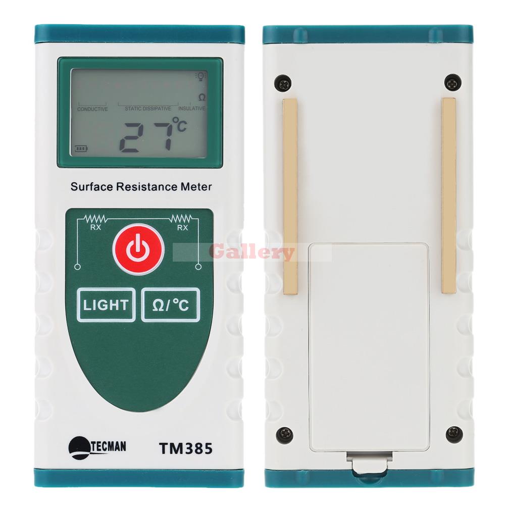 Handheld Surface Resistance Meter with Lcd Display Electrostatic Static Electricity Tester Temperature Measurement