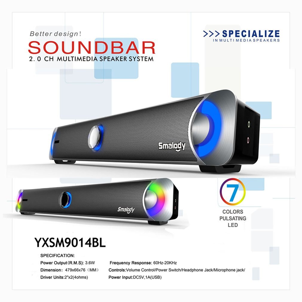 9014 SALES Portable Laptop / Computer / PC Speaker Subwoofer USB Soundbar Sound Bar Stick Music Player Speakers For Tablet