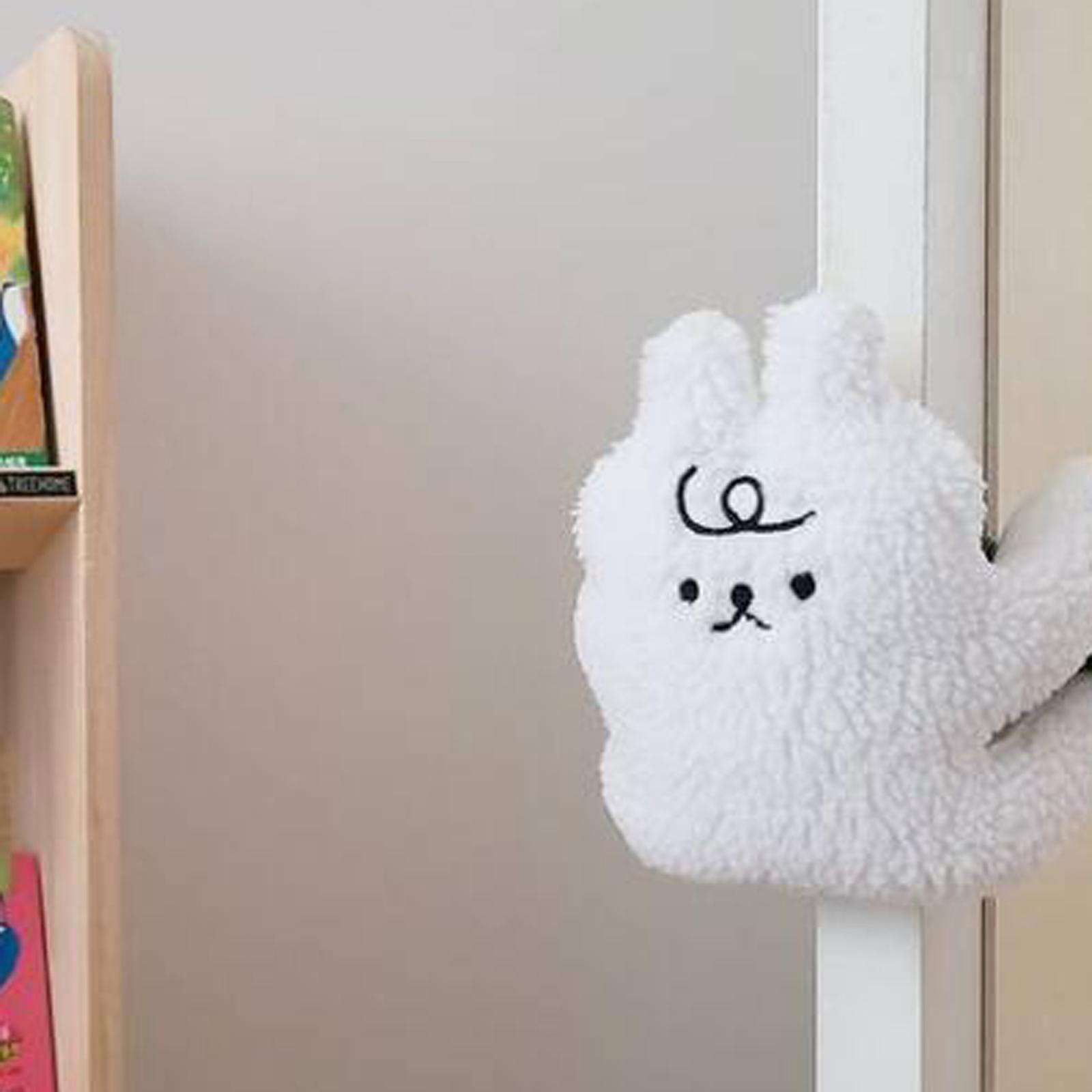 1pc Animal Door Stop Door Mounted Baby Pinch-proof Door Clip Lamb Wool Baby Doll: Bunny