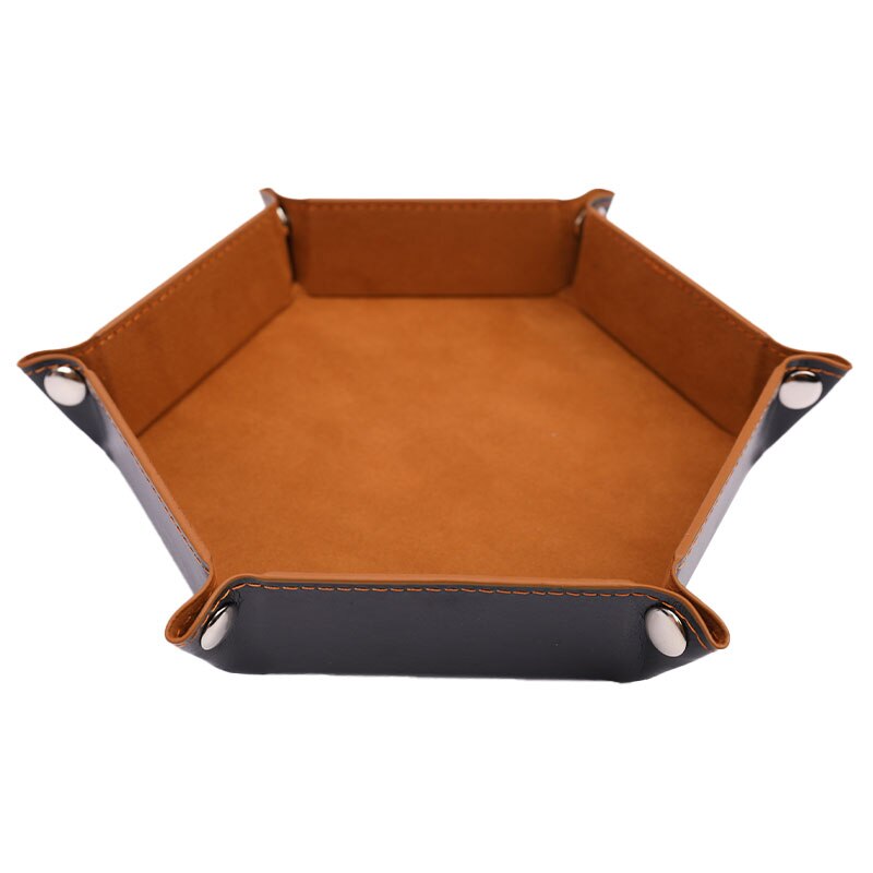 PU Leather Folding Hexagon Square Tray Dice Game Foldable Dice Tray Box 6 Colors: AWOD0191-CF