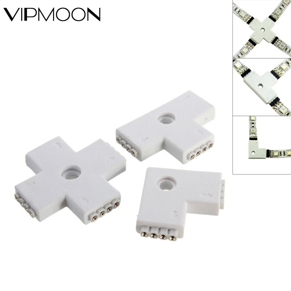 5Pcs 4 Pin Led Connector L T X Vorm Voor Aansluiten Hoek Haakse 10Mm 5050 Led Strip licht Rgb Kleur Installeren Strip