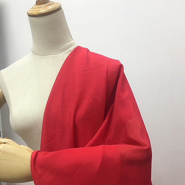 Plain red natural silk cotton blended fabric mix silk fabric 137cm width 10momme,SCT734