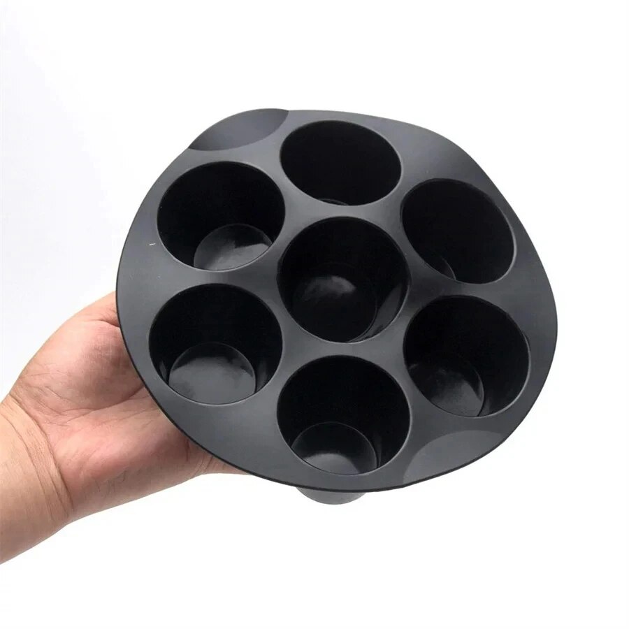 Molde para magdalenas de silicona Airfryer de 7 pulgadas y 7 tazas para Mini molde antiadherente para pastel de 3,5 a 5,8 L, accesorios para freidora de aire