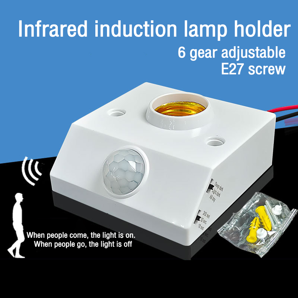 Automatisch Menselijk Lichaam Infrarood Ir Sensor Lamphouder 110-240V E27 Basis Led Lamp Pir Bewegingsdetector Wandlamphouder Socket