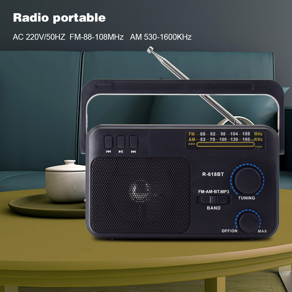 Radio AM FM Transistor Short Wave Radio Powered by 3V Two Battery or Home, Large Knob, Odpowiednie do użytku wewnątrz i na zewnątrz