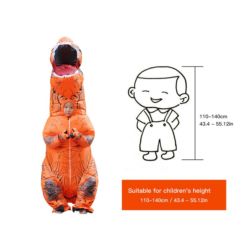 Opblaasbare Dinosaurus Kostuum voor Purim Kids Volwassen T REX Halloween Cosplay Party Opblaasbare Kostuum Mascotte Party Dinosaur Kostuum: Kid-orange