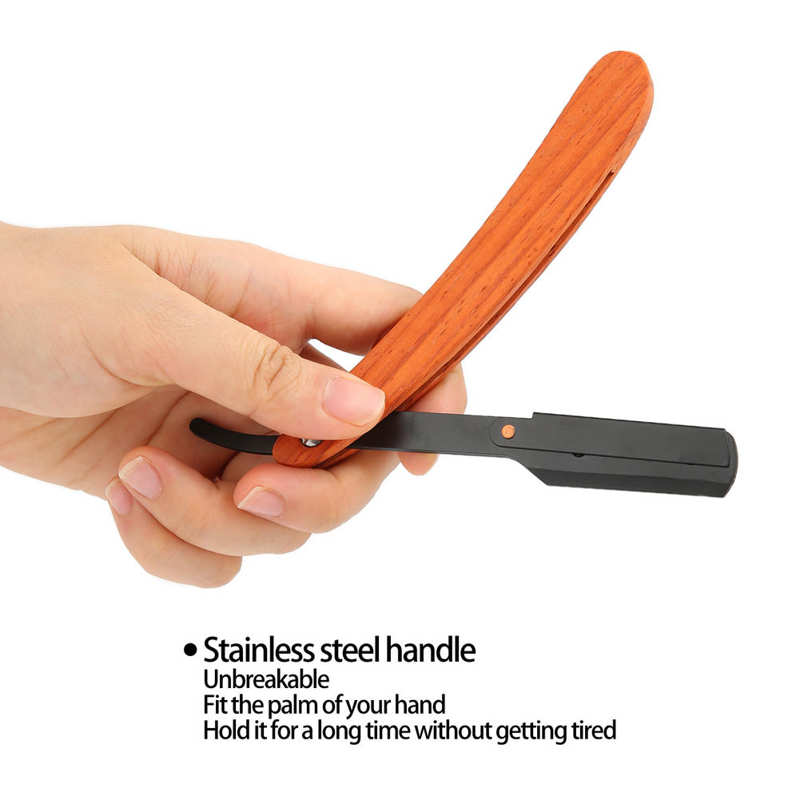 Straight Edge Razor Wood Razor 330° Rotation for Men Women for Beard Shaving for Hair Shaving