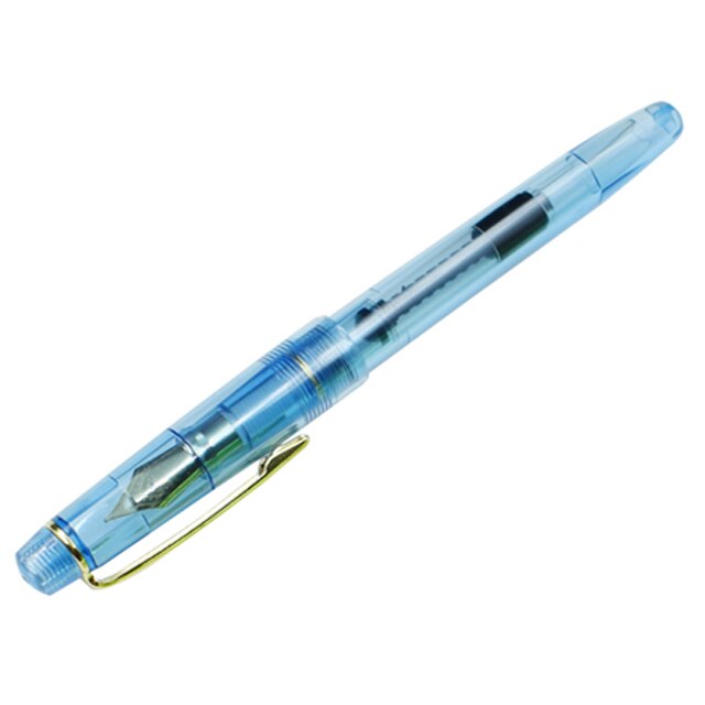 Transparent Ink Pen Plastic Fountain Pen Writing Calligraphy Tools Office School Writing Materials Stationery Supplies: Blue