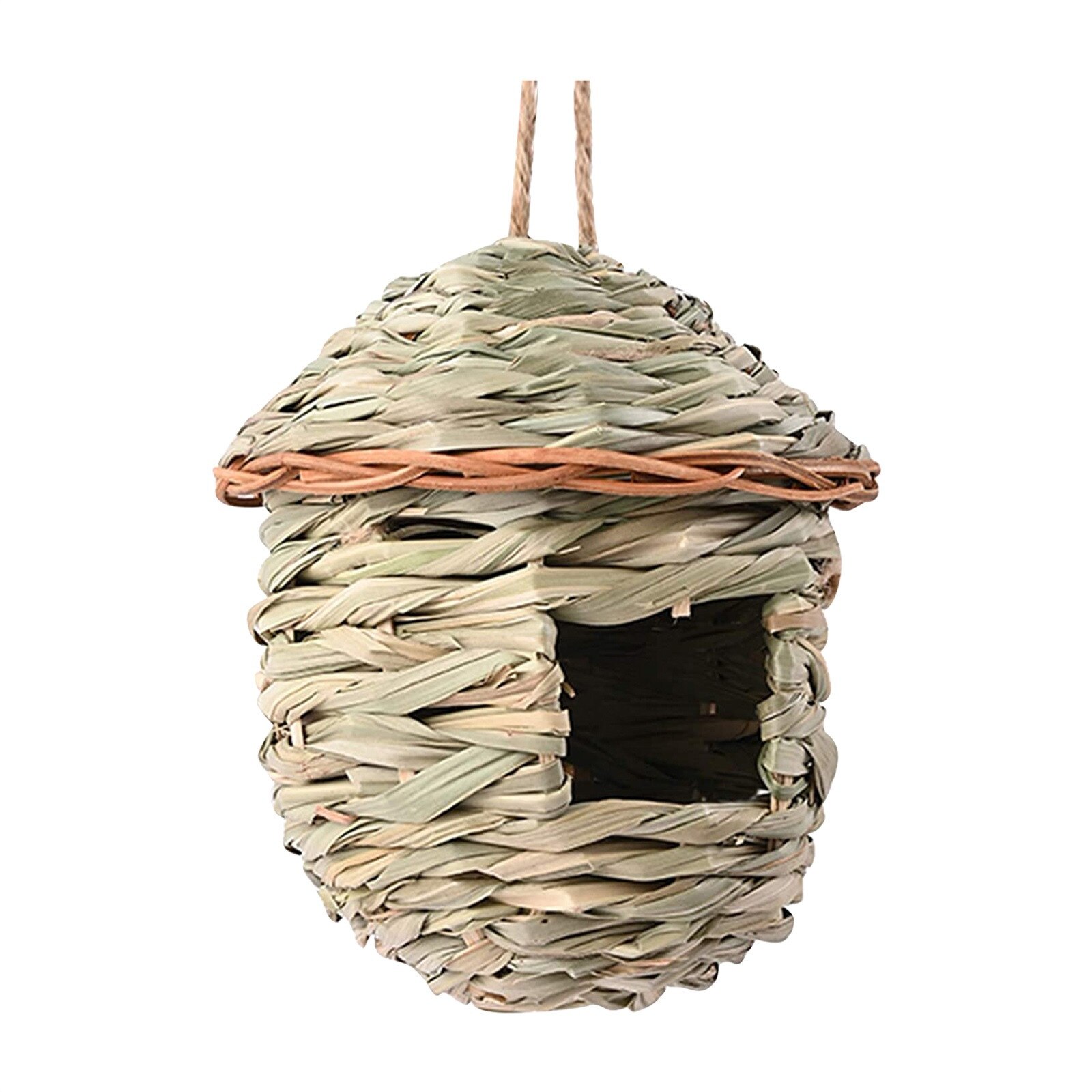 Straw Woven Bird House Nests Box Hanging Bird Nests Home Garden Decoration QW: L