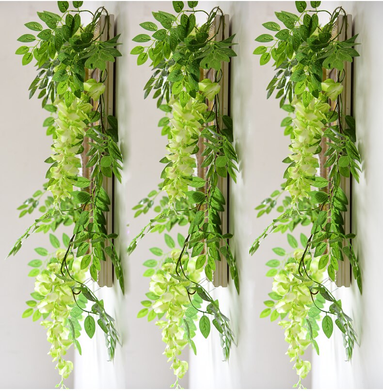 Guirnalda de arco de boda de enredadera de flores, glicinia Artificial, decoración verde falsa, follaje de plantas, hiedra, Fondo de pared, decoración colgante, 180cm