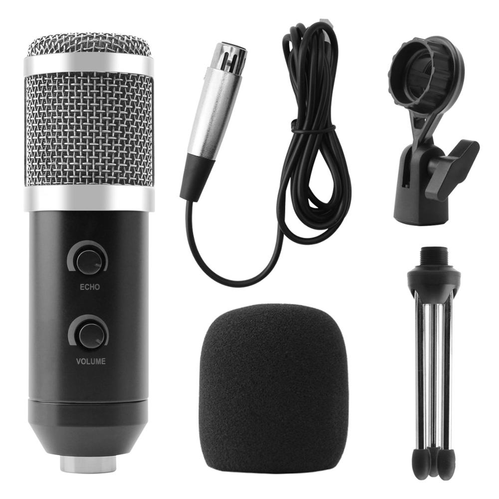 BM900 Condenser Microphone USB Wired Recording Microphone for Computer Karaoke KTV With Stand Holder: Sliver-1